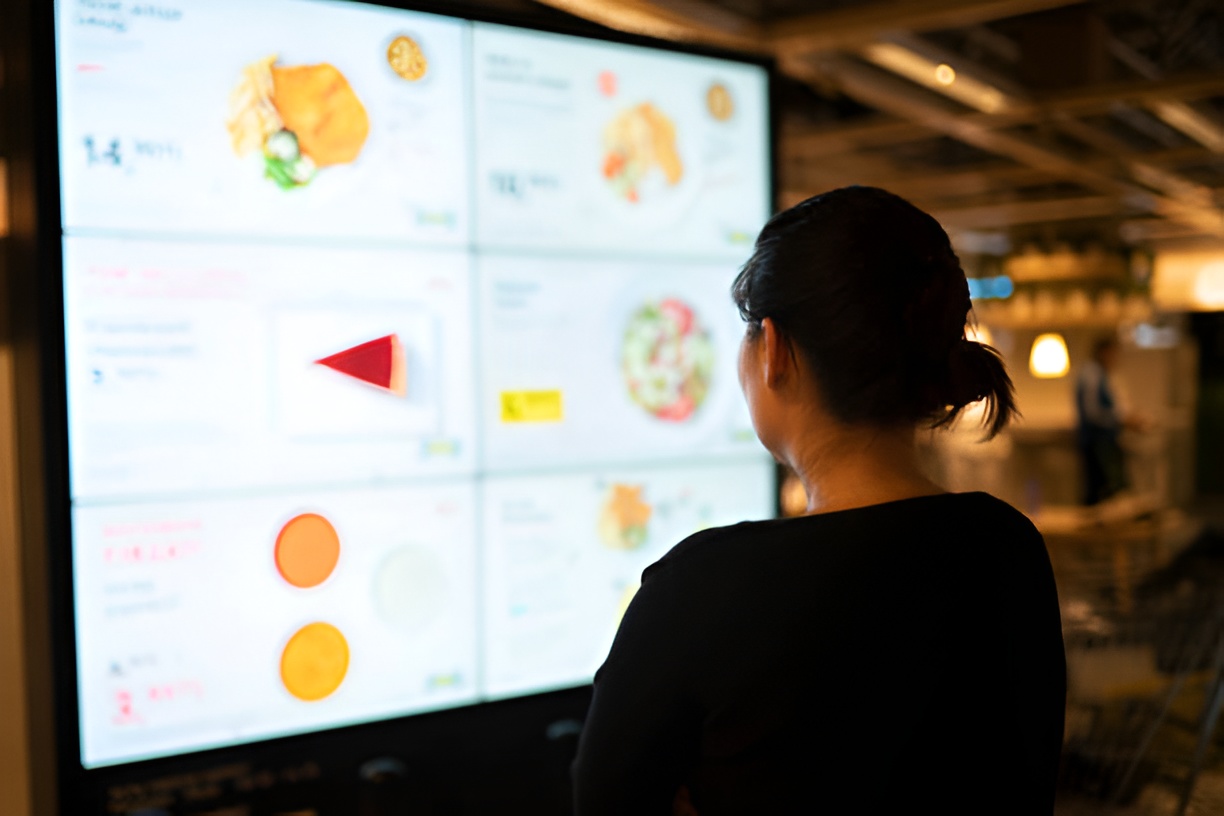 woman browsing a digital menu
